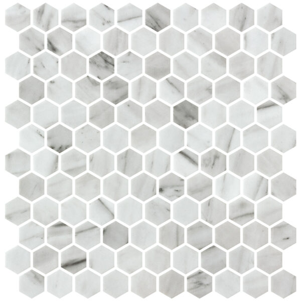 Hex Nero Marquina Matte - Glass Mosaic by ONIX