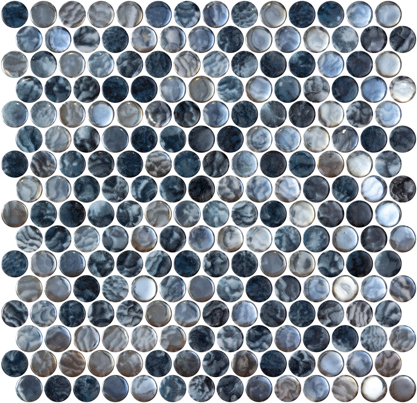 Mosaico Circular Penny Arrecife Iridis Grey